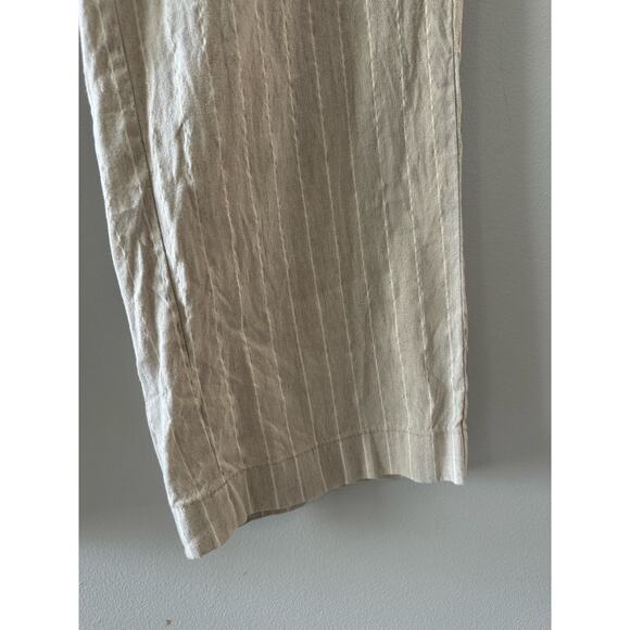 Chicos Pants Woman’s US 6 Chicos 0.5 Striped Linen Pull On Lightweight Neutral - Picture 3 of 8
